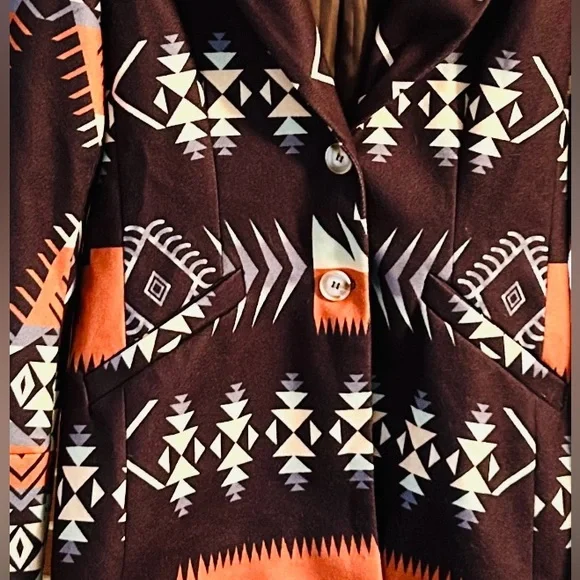Boho Western Aztec Print Blazer‎ Jacket Southwestern Rustic Festival - Picture 5 of 10